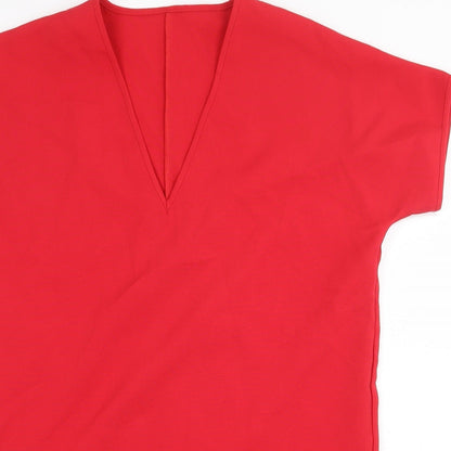 Boohoo Womens Red Polyester Shift Size 10 V-Neck Pullover