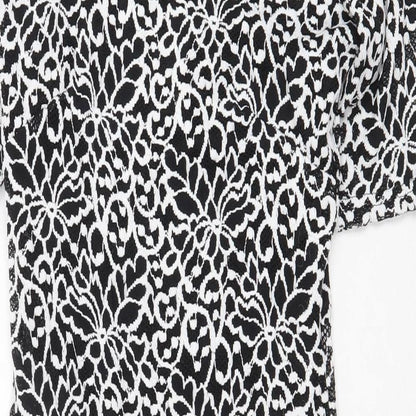 F&F Womens Black Geometric Polyester Sheath Size 10 Boat Neck Zip