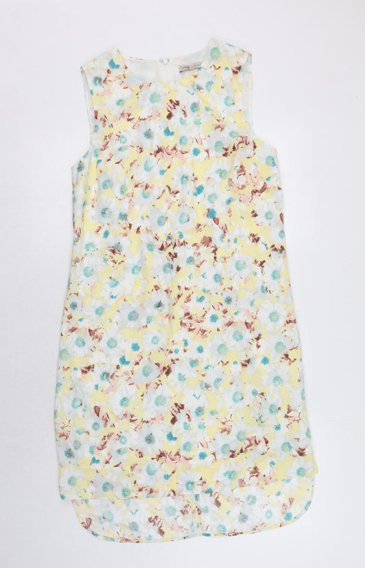 Marks and Spencer Womens Multicoloured Floral Polyester Tank Dress Size 10 Boat Neck Zip