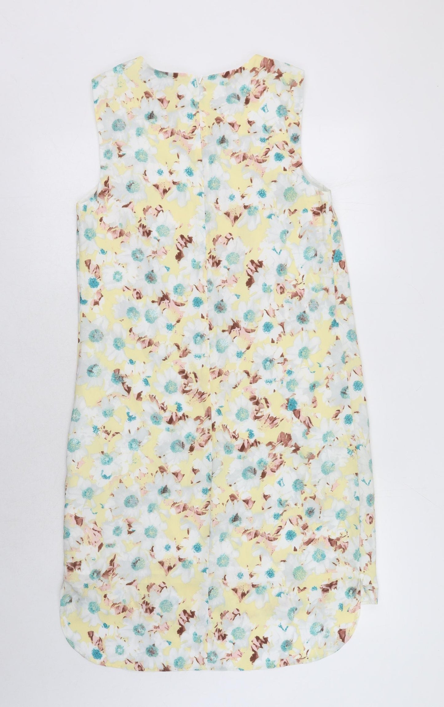 Marks and Spencer Womens Multicoloured Floral Polyester Tank Dress Size 10 Boat Neck Zip