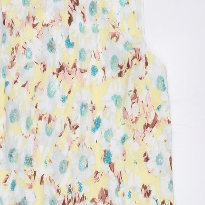 Marks and Spencer Womens Multicoloured Floral Polyester Tank Dress Size 10 Boat Neck Zip