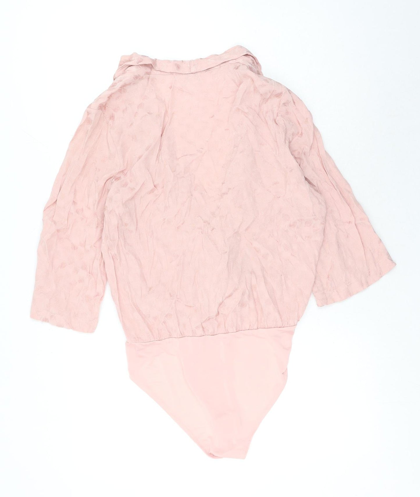 River Island Womens Pink Viscose Bodysuit One-Piece Size 14 Snap