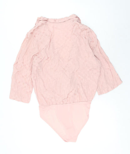 River Island Womens Pink Viscose Bodysuit One-Piece Size 14 Snap