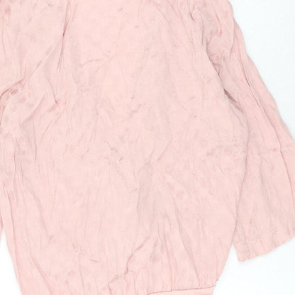 River Island Womens Pink Viscose Bodysuit One-Piece Size 14 Snap