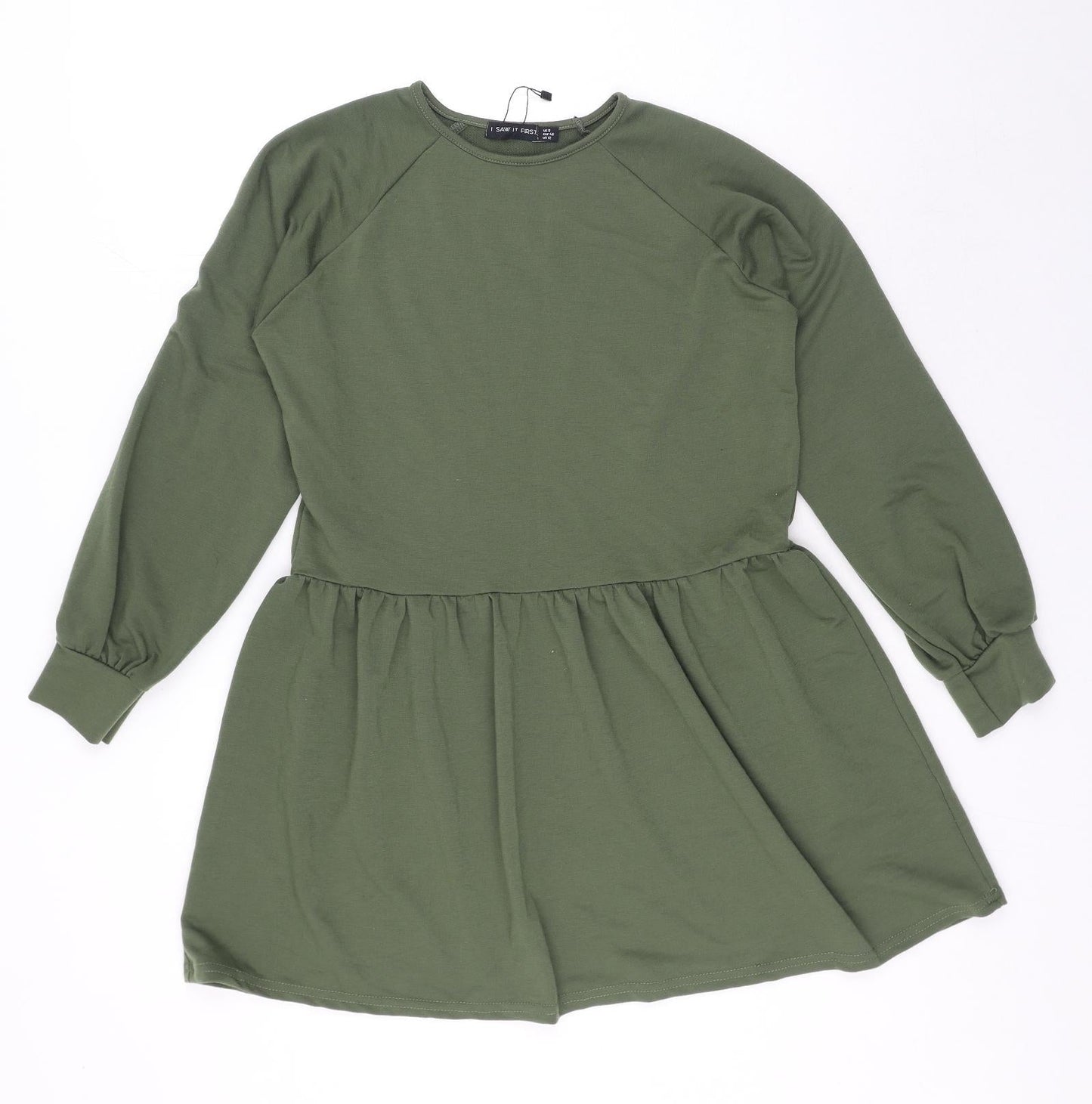 I SAW IT FIRST Womens Green Polyester Fit & Flare Size 12 Boat Neck Pullover