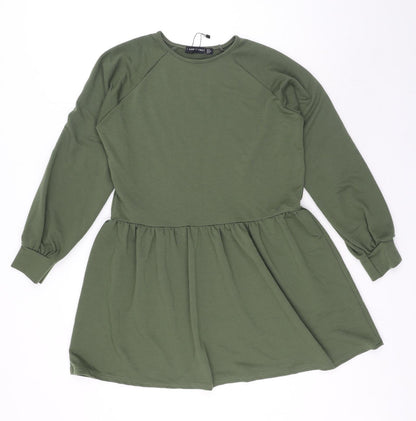 I SAW IT FIRST Womens Green Polyester Fit & Flare Size 12 Boat Neck Pullover