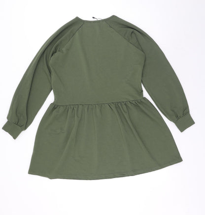I SAW IT FIRST Womens Green Polyester Fit & Flare Size 12 Boat Neck Pullover