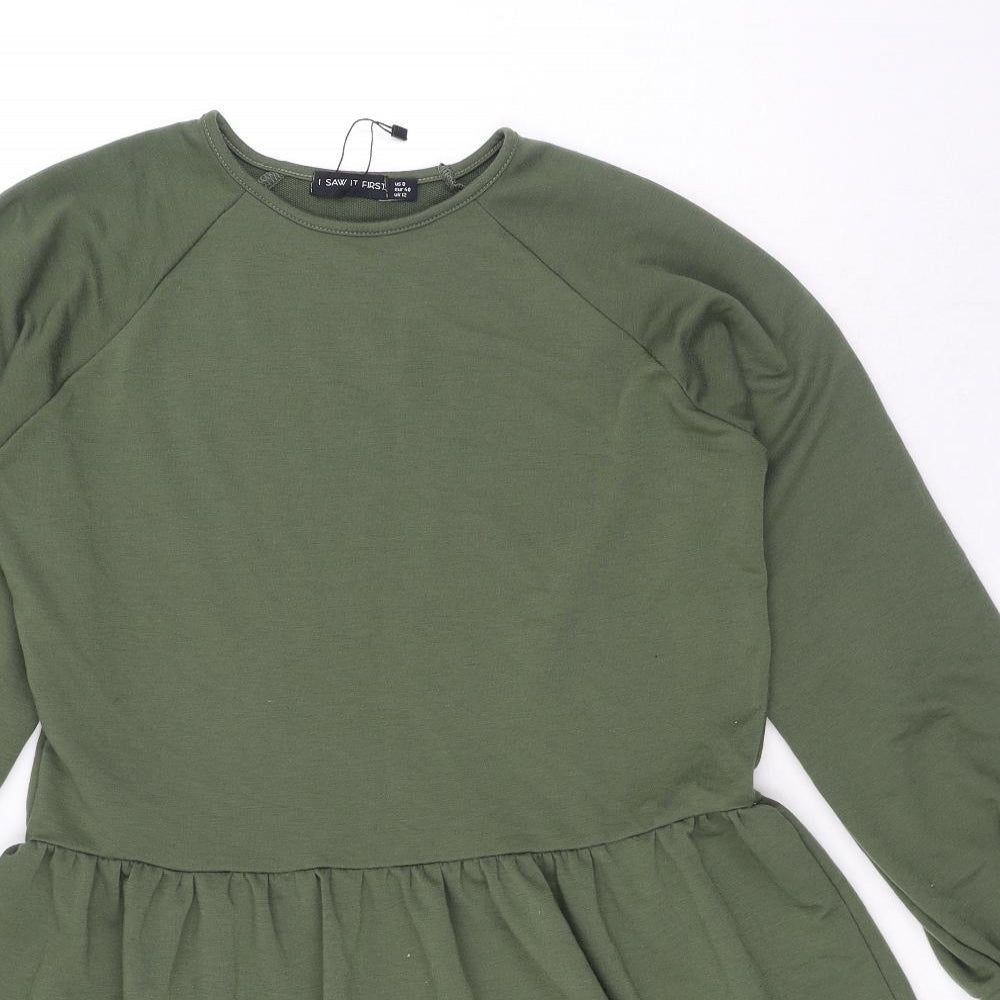 I SAW IT FIRST Womens Green Polyester Fit & Flare Size 12 Boat Neck Pullover