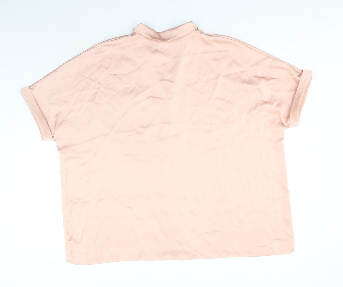 Boohoo Womens Pink Polyester Basic Button-Up Size 14 Collared