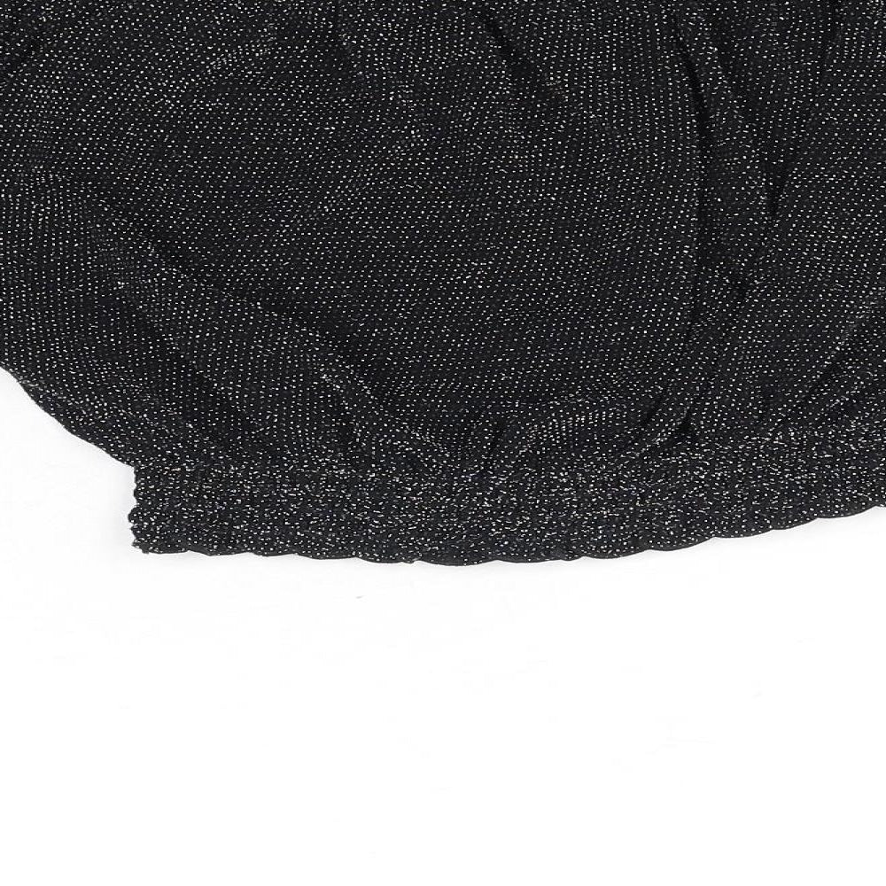 Womens UK Size XS H&M Black Cropped Blouse