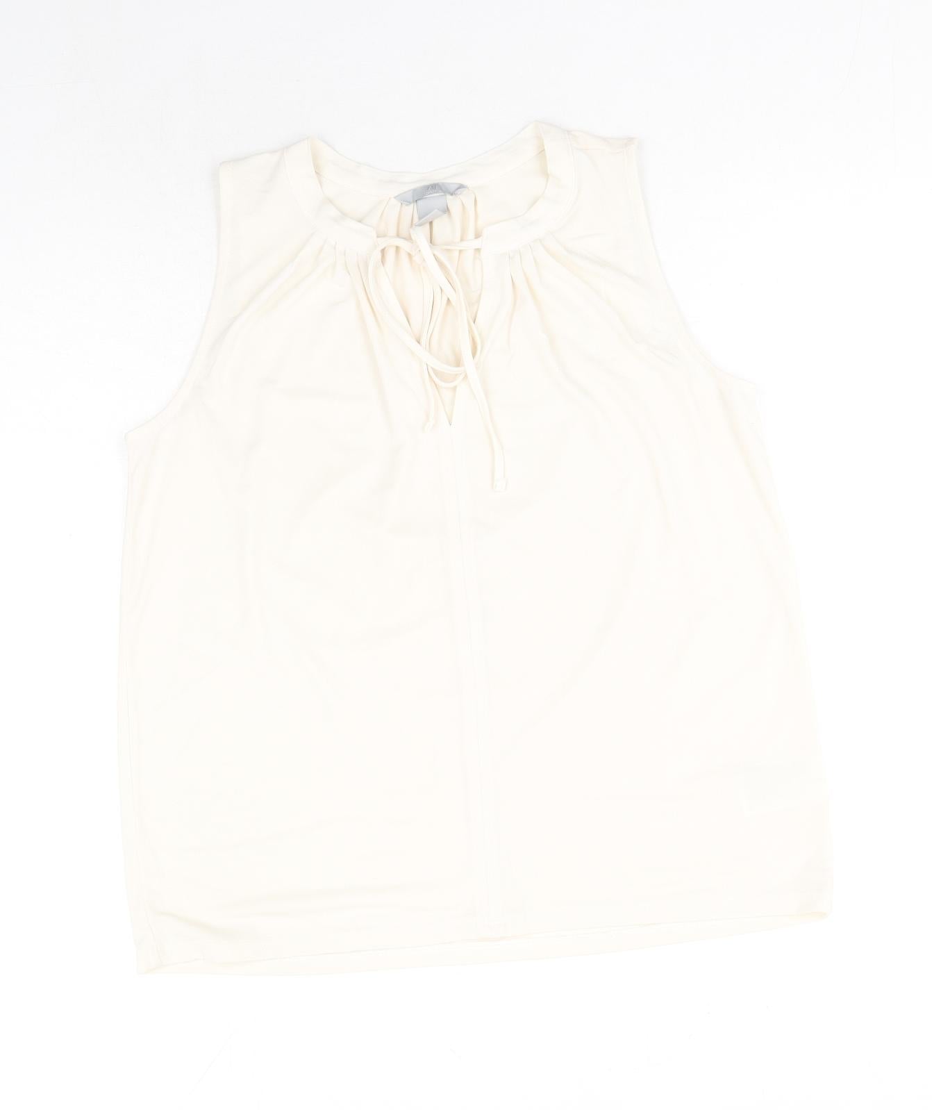 Womens UK Size S H&M Ivory Basic Tank