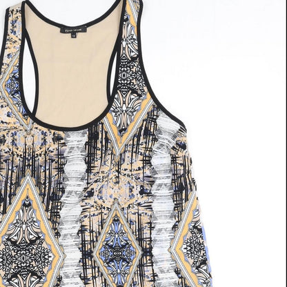 River Island Womens Multicoloured Geometric Polyester Basic Tank Size 12 Round Neck