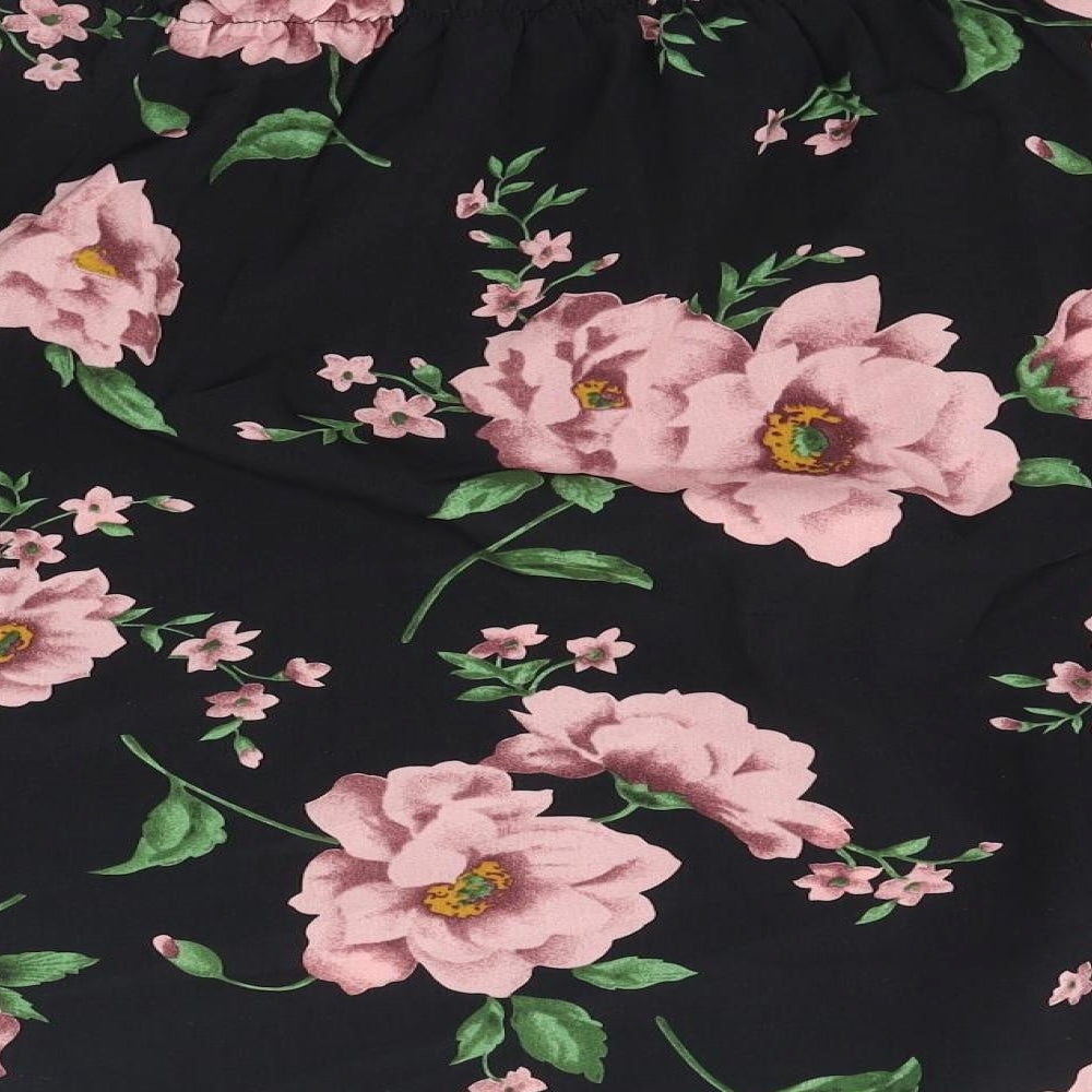 SheIn Womens Black Floral Polyester Basic Blouse Size M Off the Shoulder