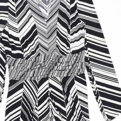 CC Womens Black Geometric Polyester A-Line Size S V-Neck Zip