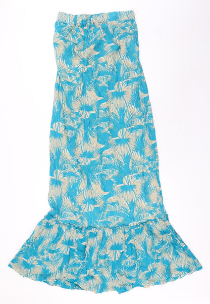 Stile Benetton Womens Blue Floral Cotton Trumpet Skirt Size XS