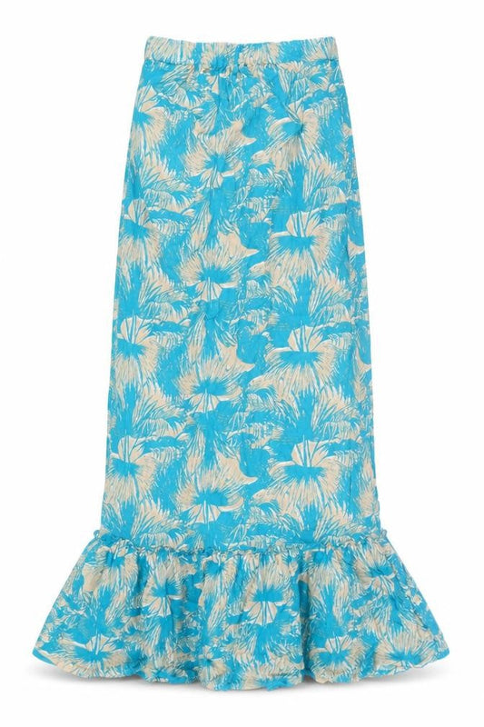 Stile Benetton Womens Blue Floral Cotton Trumpet Skirt Size XS