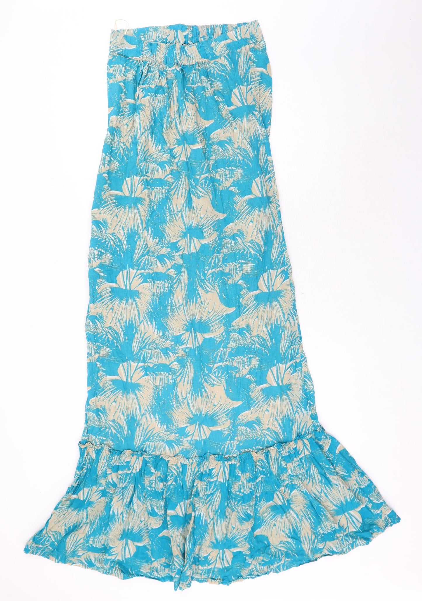 Stile Benetton Womens Blue Floral Cotton Trumpet Skirt Size XS