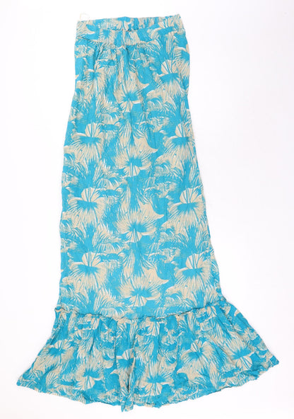 Stile Benetton Womens Blue Floral Cotton Trumpet Skirt Size XS