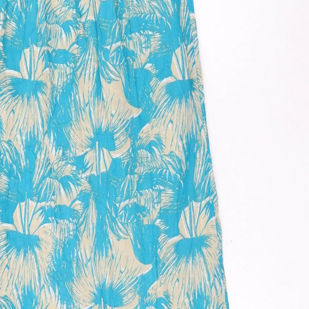 Stile Benetton Womens Blue Floral Cotton Trumpet Skirt Size XS
