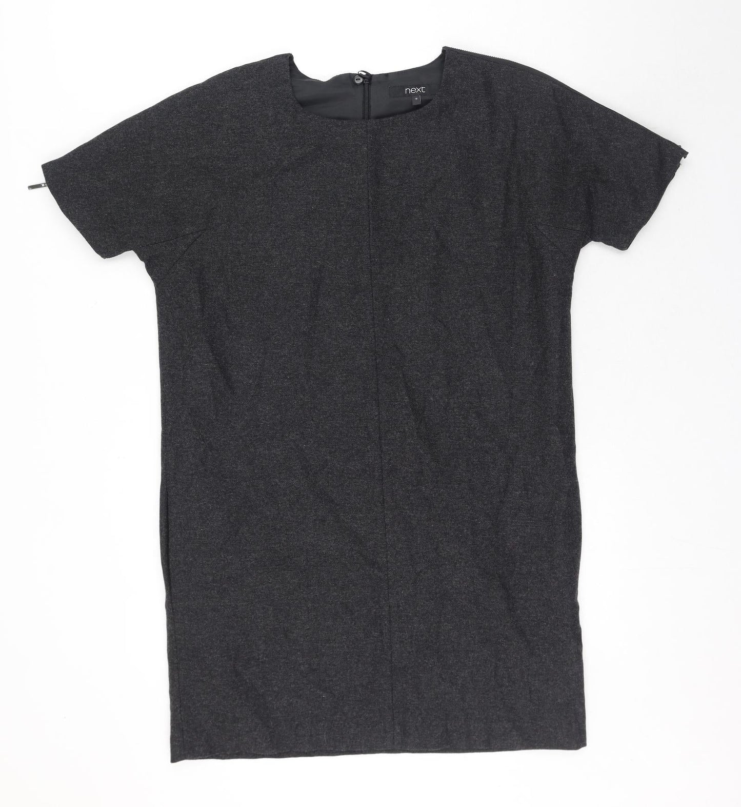 NEXT Womens Grey Wool Jumper Dress Size 10 Round Neck Zip