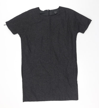 NEXT Womens Grey Wool Jumper Dress Size 10 Round Neck Zip