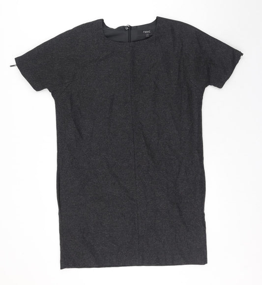 NEXT Womens Grey Wool Jumper Dress Size 10 Round Neck Zip