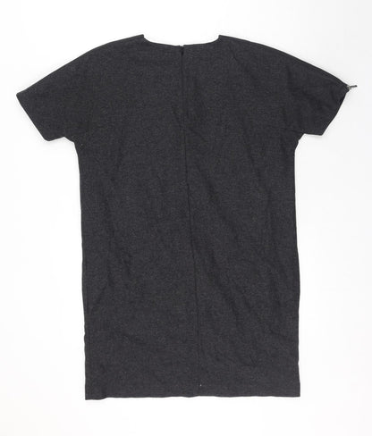 NEXT Womens Grey Wool Jumper Dress Size 10 Round Neck Zip