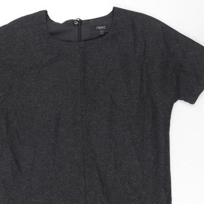 NEXT Womens Grey Wool Jumper Dress Size 10 Round Neck Zip