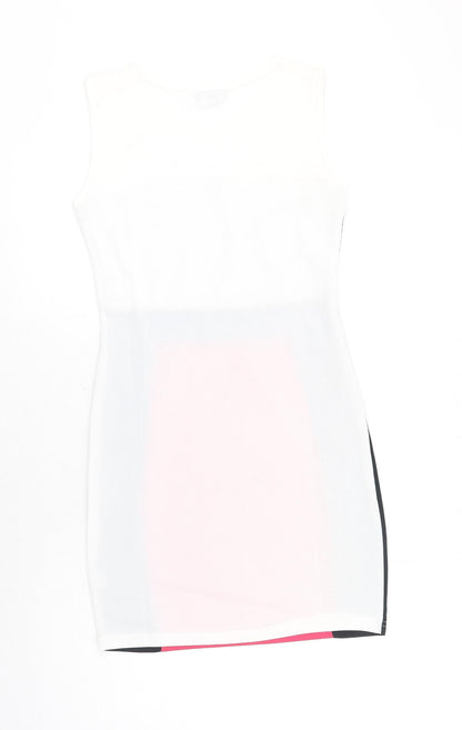 Indulgence Womens Pink Colourblock Polyester Pencil Dress Size S Boat Neck Pullover - Lace Detail