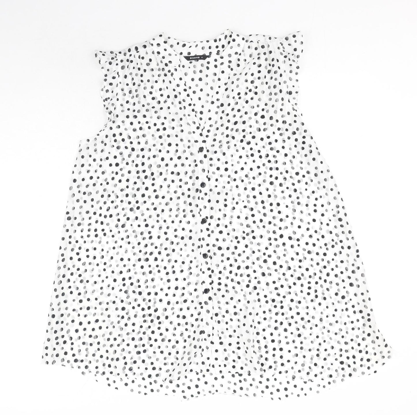 Womens UK Size 12 Roman White Basic Blouse
