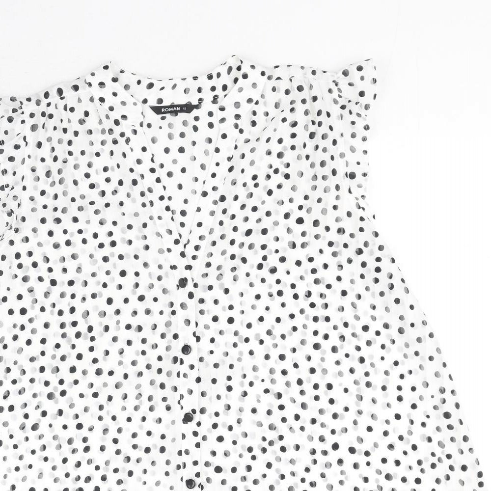 Womens UK Size 12 Roman White Basic Blouse