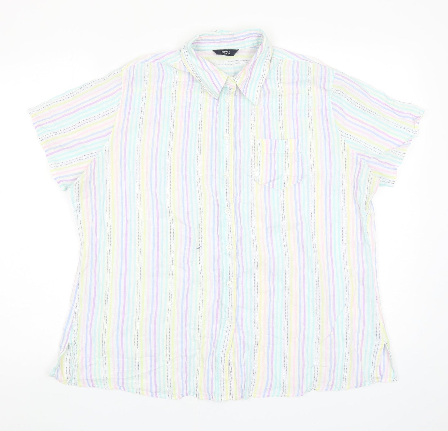 Womens UK Size 14 Marks and Spencer Multicoloured Basic Button-Up