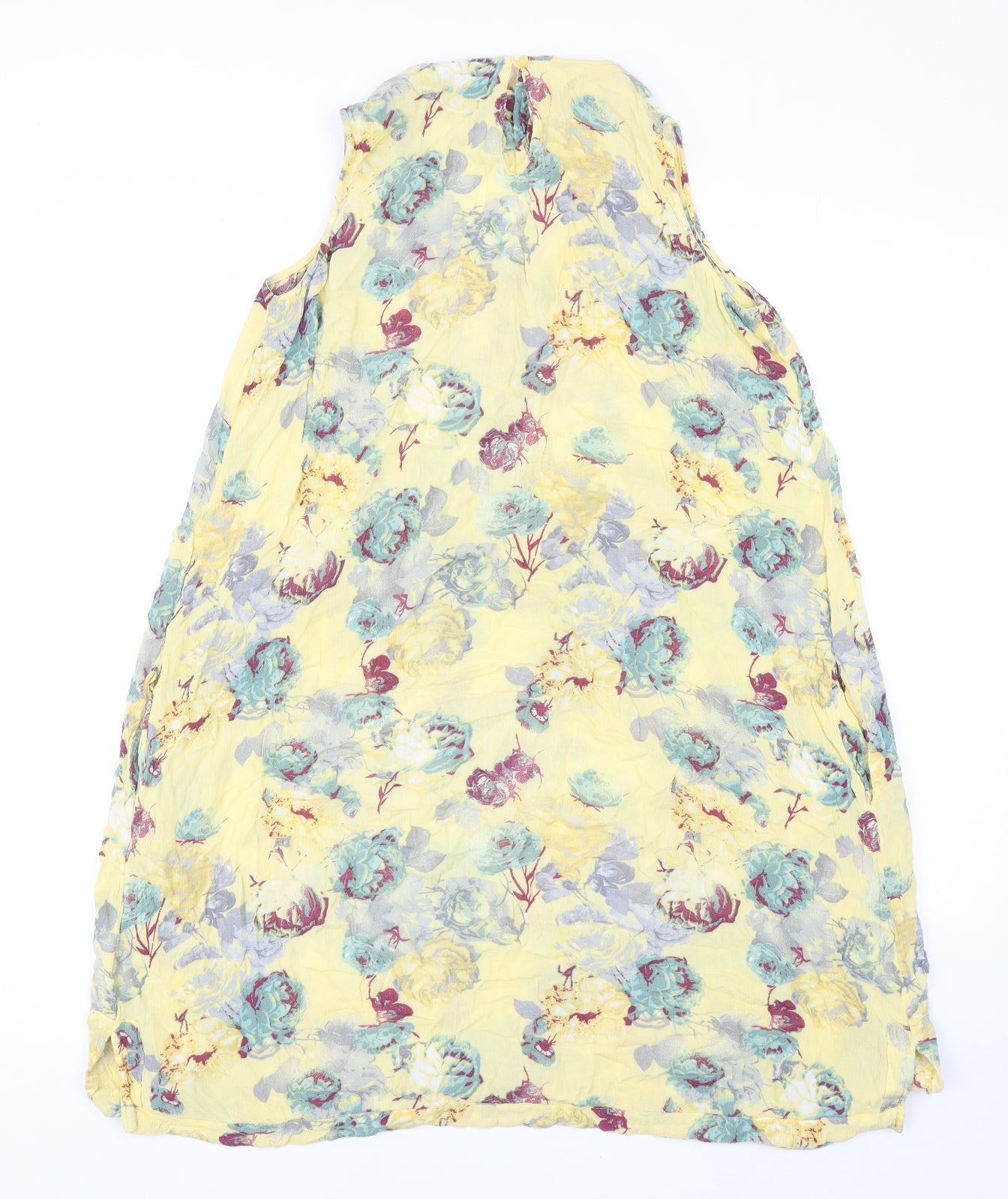 NEXT Womens Yellow Floral Viscose Trapeze & Swing Size 8 V-Neck Button