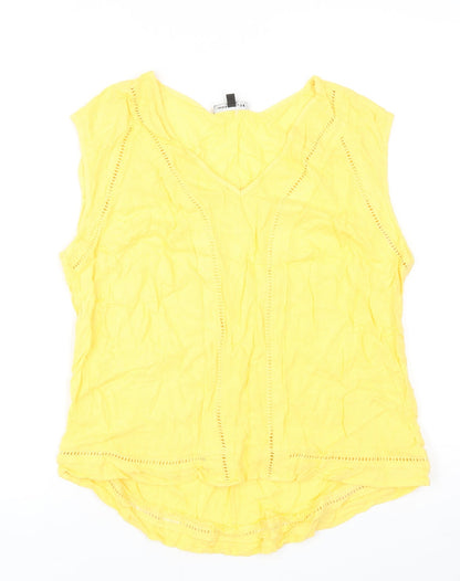 Warehouse Womens Yellow Polyester Basic Tank Size 12 V-Neck
