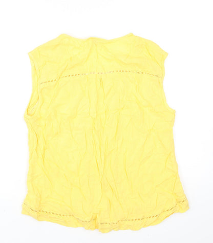Warehouse Womens Yellow Polyester Basic Tank Size 12 V-Neck