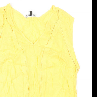 Warehouse Womens Yellow Polyester Basic Tank Size 12 V-Neck