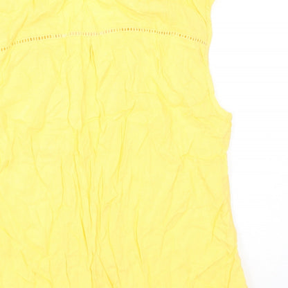 Warehouse Womens Yellow Polyester Basic Tank Size 12 V-Neck