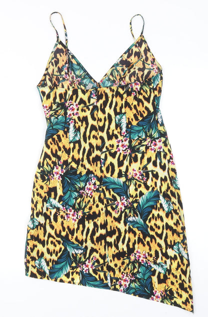 ASOS Womens Multicoloured Geometric Polyester Slip Dress Size 6 V-Neck Zip