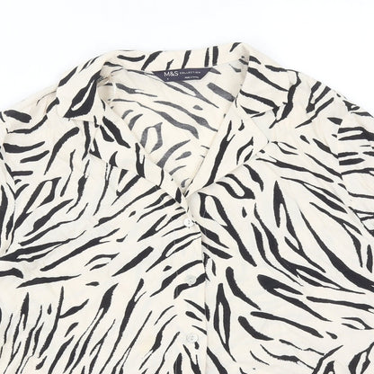 Womens UK Size 8 Marks and Spencer Beige Basic Button-Up