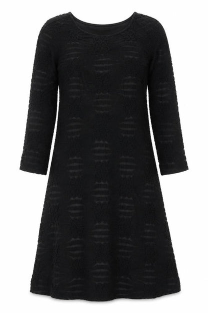 ECI Womens Black Geometric Polyester A-Line Size 6 Scoop Neck Zip