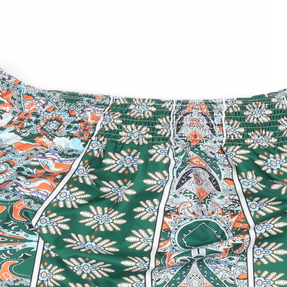 SheIn Womens Green Geometric Polyester Cropped Tank Size XL Off the Shoulder