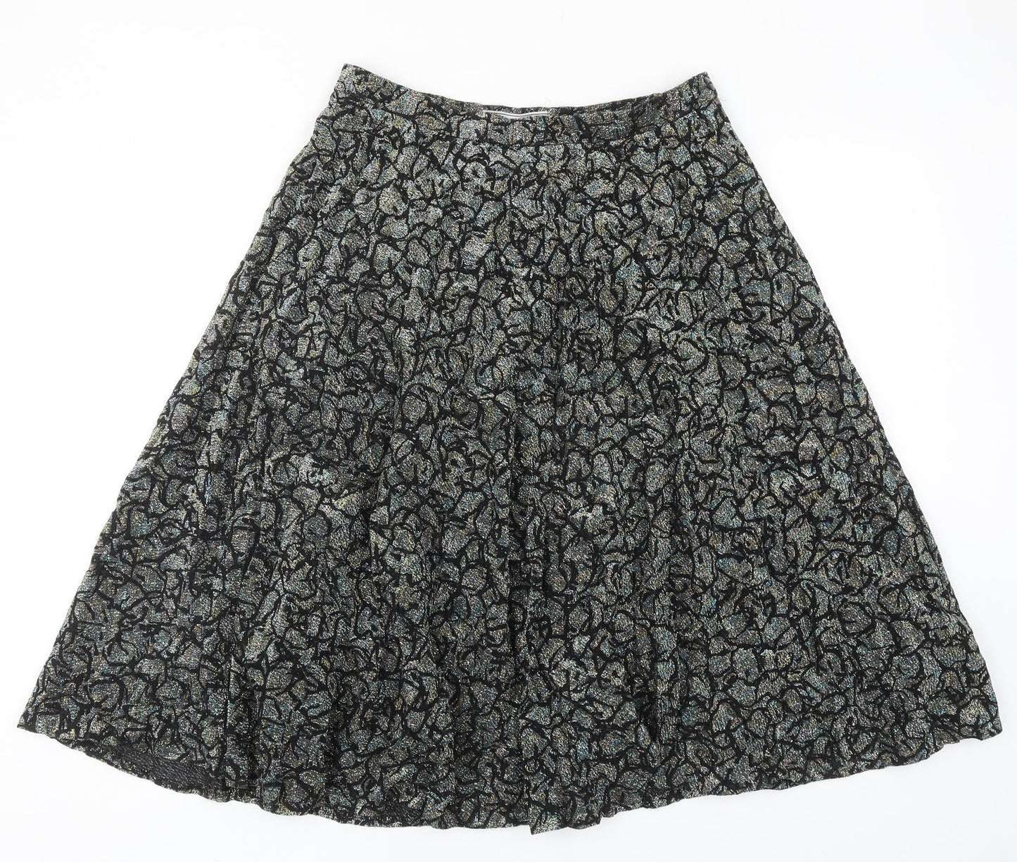 Exclusive Style Womens Black Geometric Polyester Swing Skirt Size 30 in Zip