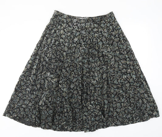 Exclusive Style Womens Black Geometric Polyester Swing Skirt Size 30 in Zip