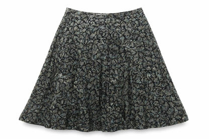 Exclusive Style Womens Black Geometric Polyester Swing Skirt Size 30 in Zip