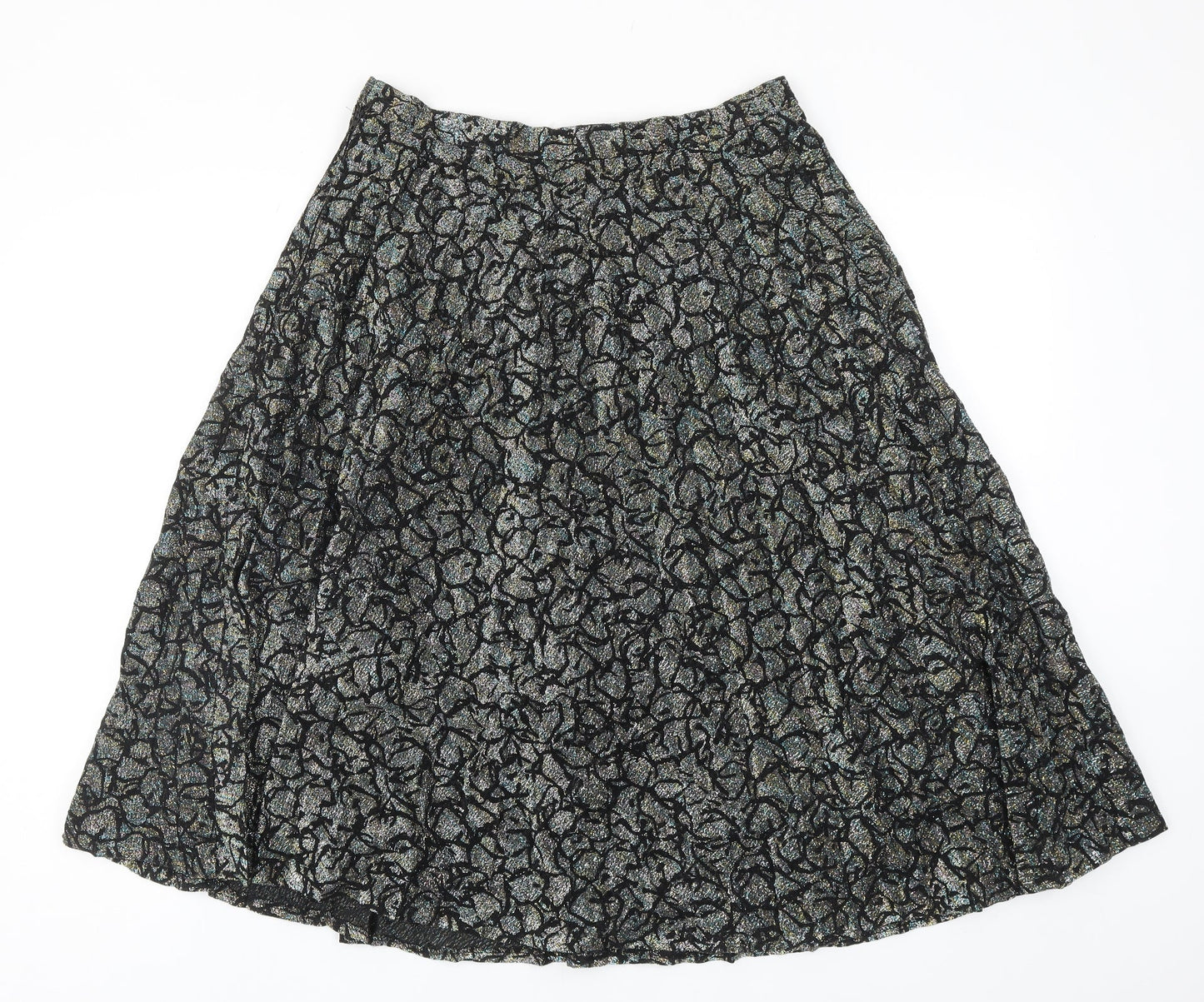 Exclusive Style Womens Black Geometric Polyester Swing Skirt Size 30 in Zip