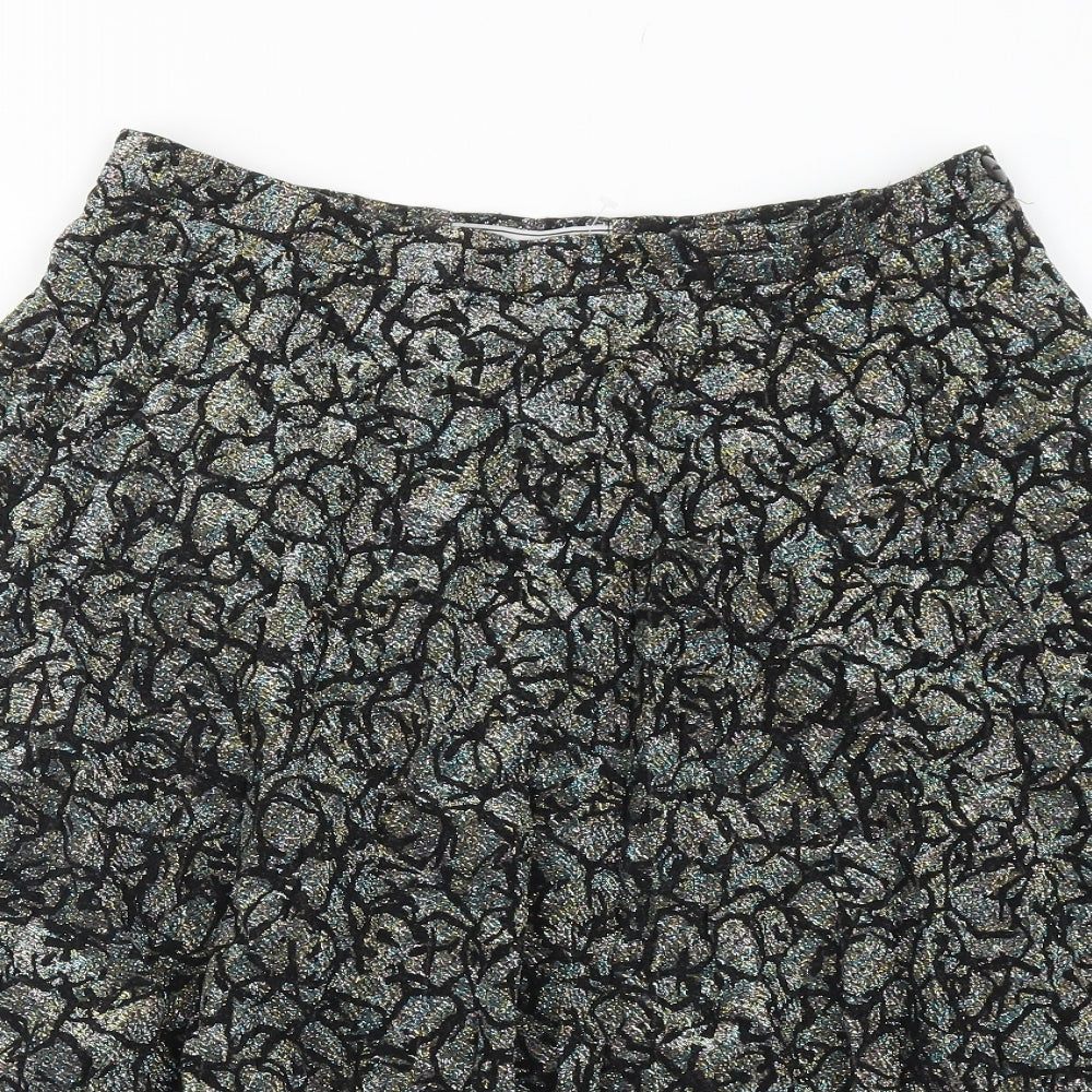 Exclusive Style Womens Black Geometric Polyester Swing Skirt Size 30 in Zip