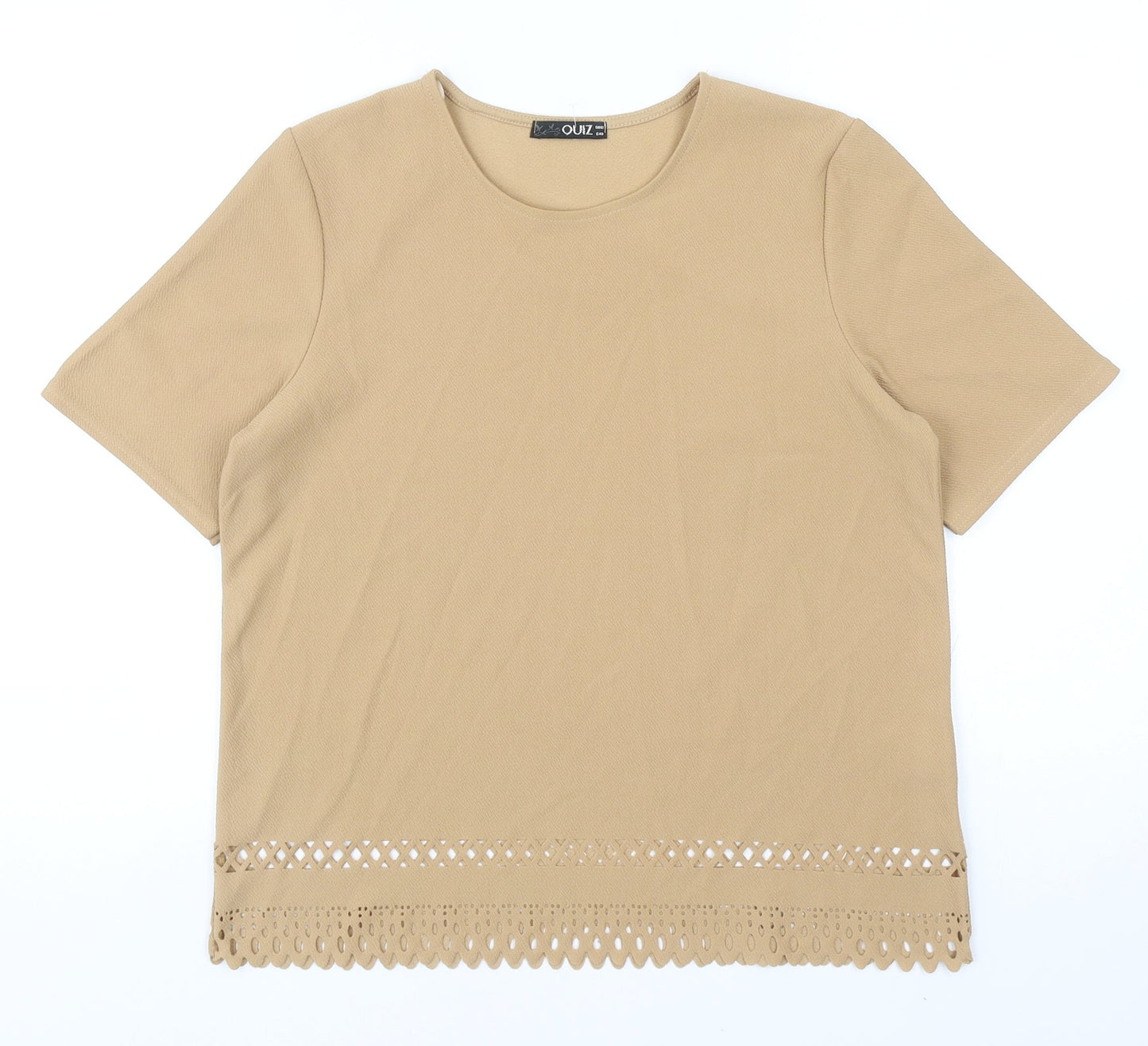 Womens UK Size 12 Quiz Brown Basic T-Shirt
