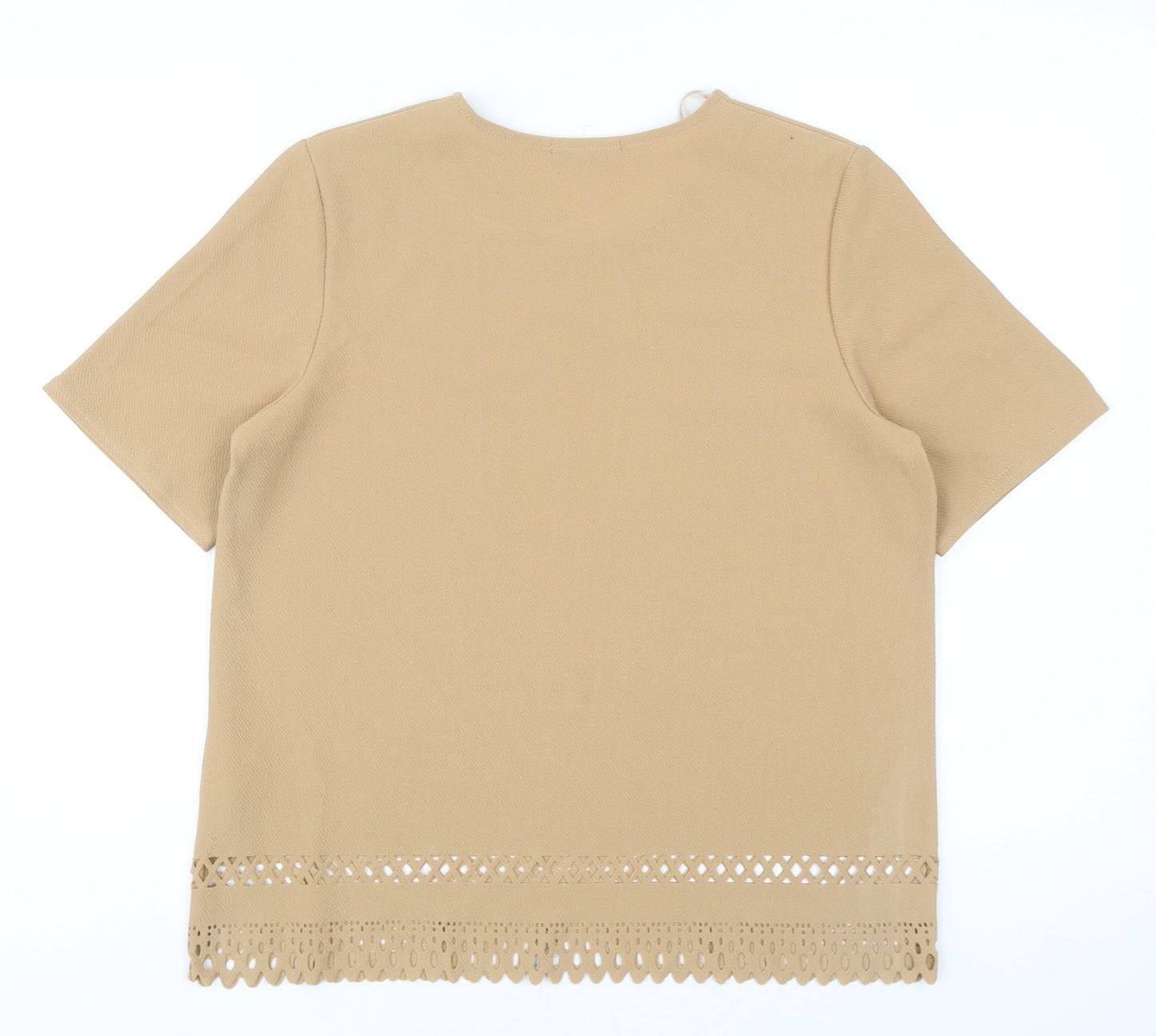 Womens UK Size 12 Quiz Brown Basic T-Shirt