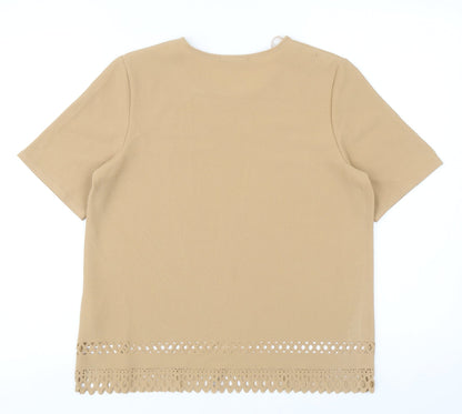 Womens UK Size 12 Quiz Brown Basic T-Shirt