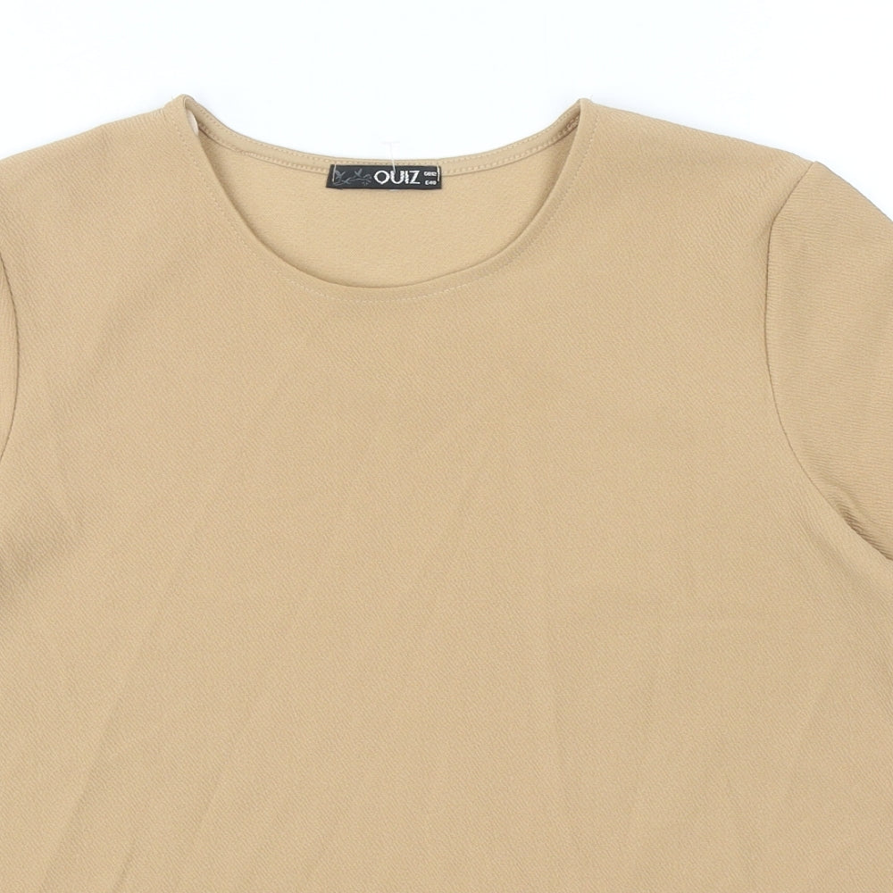Womens UK Size 12 Quiz Brown Basic T-Shirt